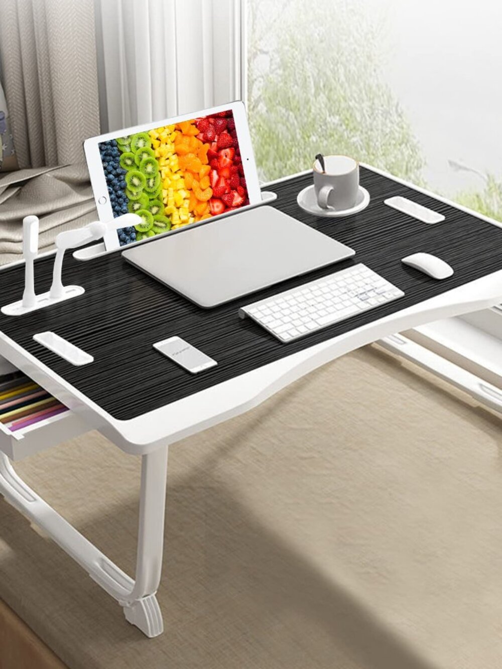 Laptop Bed Table, Laptop Desk for Bed, Foldable Laptop Bed Desk with USB Charge